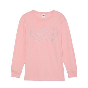 Victorias Secret PINK Womens Campus Cotton Long Sleeve Bling Tee Pink Size XXL